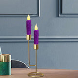 Glitter Flameless Candles Flickering Battery Operated Led Taper Candles With Timer For Home, Wedding, Halloween, Christmas Decor. Purple, 4-3/4 Inch, Set Of 2