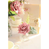 Artificial Flowers 16Pcs 3.5" Real Looking Dusty Rose Foam Fake Hybrid Tea Roses With Stems For Diy Wedding Bouquets Bridal Shower Centerpieces Floral Arrangements Party Tables Home Decoration