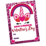 32 Valentine Classroom Party Exchange Cards Bulk Pack For School (32 Count With Envelopes) - Hot Pink Unicorn - Large Size - Heavy Weight Cardstock - Kids Valentine'S Day Party Supplies For Girls