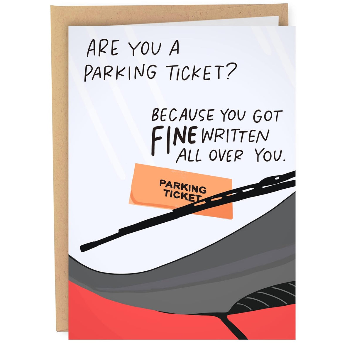 Funny Birthday Anniversary Valentine'S Day Card | Are You A Parking Ticket Pickup Line | Naughty Card For Husband Boyfriend Wife Girlfriend