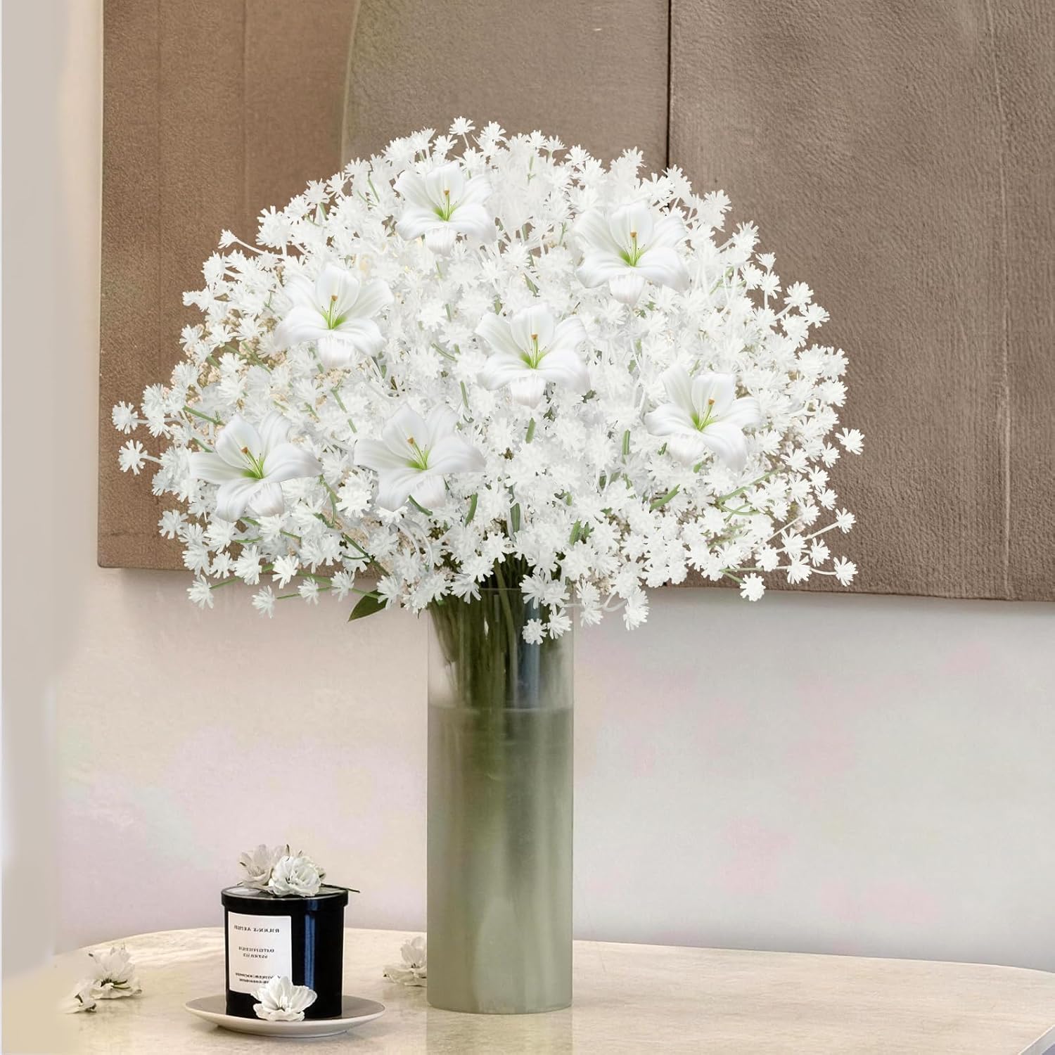 Baby Breath Artificial Flowers Bulk White, 15 Pcs Real Touch Faux Gypsophila Bouquets For Party Centerpieces,Wedding Arch, Diy Floral Arrangements, Event Decor, White