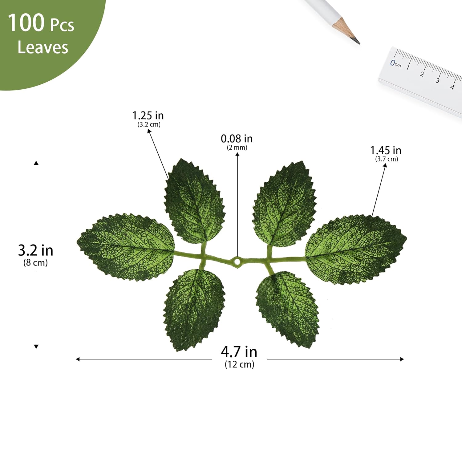 100 Pcs Artificial Flowers Green Leaf Bulk Faux Greenery Silk Fake Rose Leaves Bouquet Garland Wreath Floral Arrangement Supplie Diy Craft (6 Small-Leaf Green)