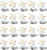 20 Pack 6 Inch Ultra Thin LED Recessed Lights 5CCT Dimmable 1050LM Downlights