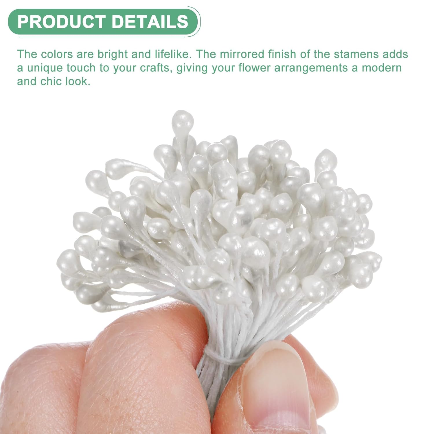 150-Pack Artificial Flower Stamen Kit, 3Mm Mini Double Heads Flower Stamens Pistil, Stamens For Flower Making/Craft Diy Wreaths/Wedding Floral Arrangements [White]