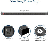 Heavy Duty 24 Outlet Metal Power Strip 10FT Cord 15A 1875W Circuit Breaker