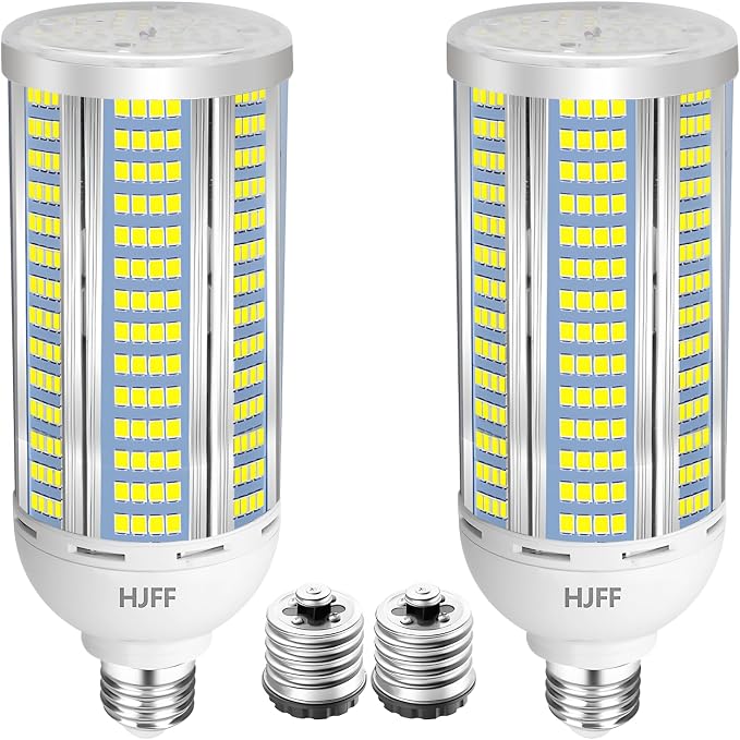100W LED Corn Light Bulbs 2 Pack 15000 Lumens 5000K E26 E39 High Bay Warehouse Garage Lighting