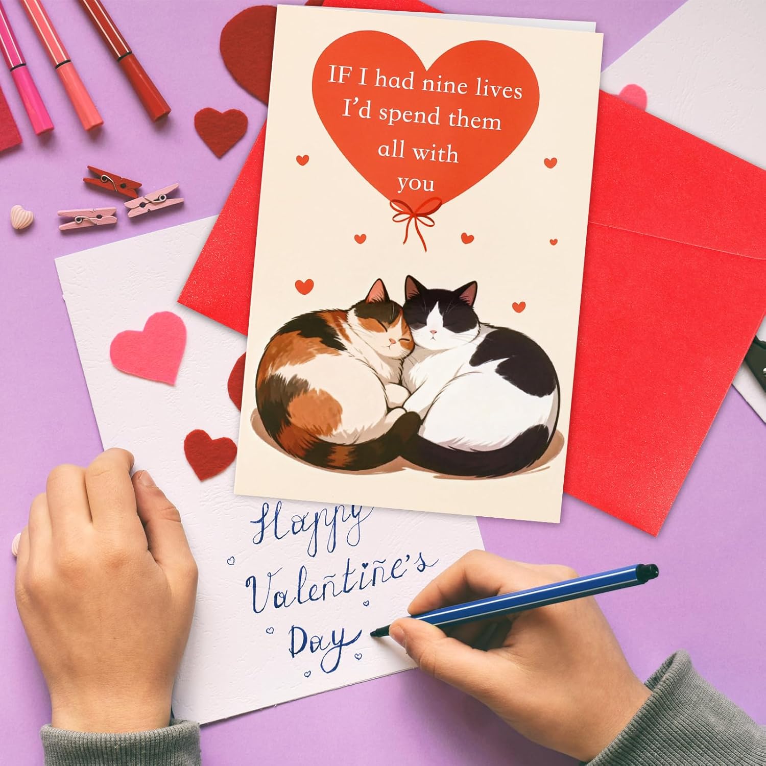 Cats Valentines Day Card Funny Cat Valentines Day Gifts For Him Her Lovely Birthday Card With Red Sprinkle Gold Envelope For Wife Husband Girlfriend Boyfriend
