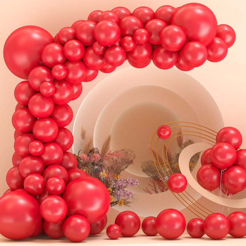 Red Balloon Garland Kit - 154Pcs 5/10/12/18 Inch Red Balloons Differen