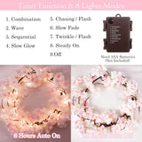 6Ft Lighted Cherry Blossom Garland With 100 Fairy Lights Timer Battery Operated Artificial Cherry Blossom Flower Vines With Lights For Mantle Home Fireplace Wedding Party Office Decor