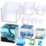 Set Of 4, 3", 2", 1.5", 1", 0.5" Clear Silicone Cube Molds, Large Deep Square Epoxy Resin Mold, Transparent Cube Silicone Molds For Resin Casting