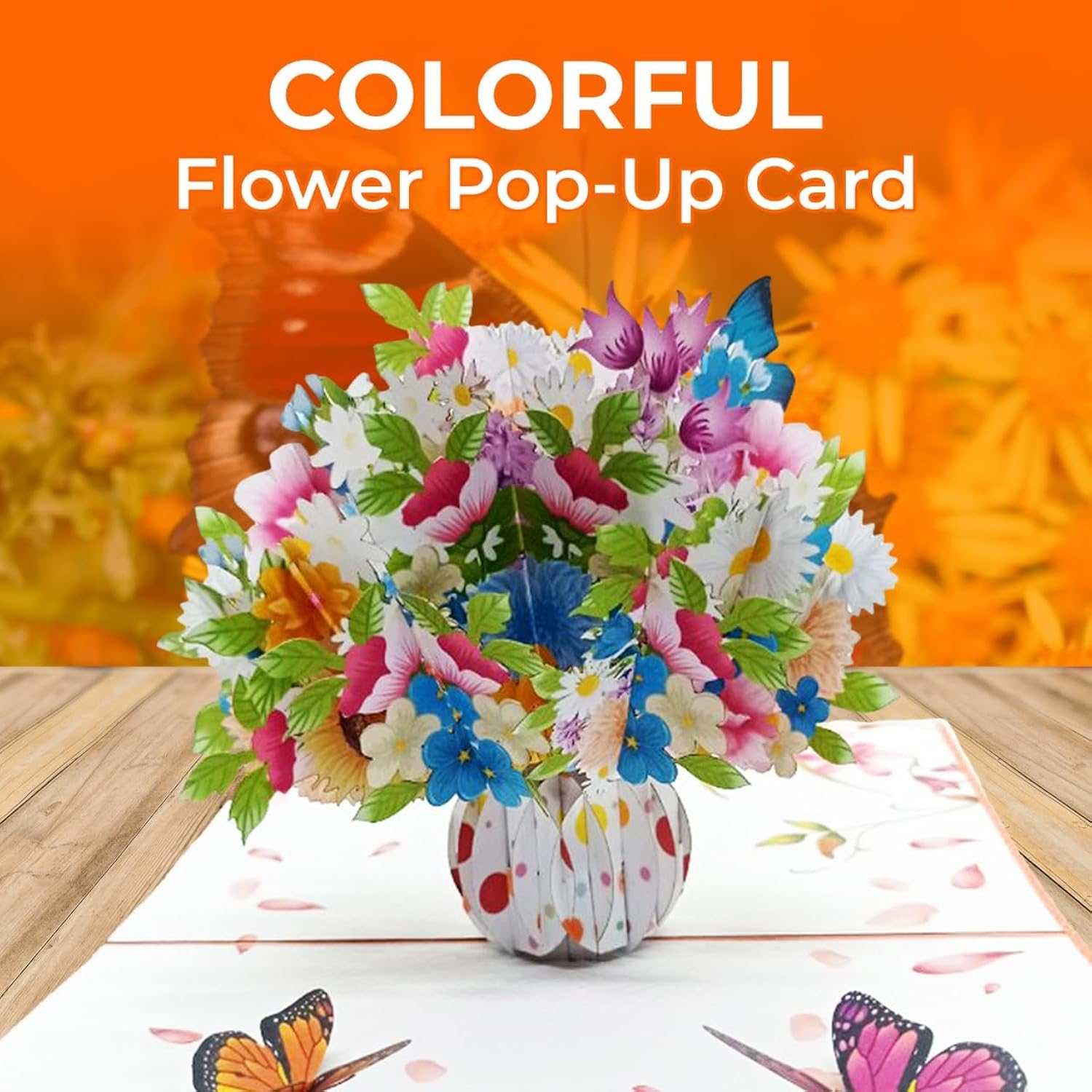 Flower Vase Magic Pop Up Card – 6" X 8" 3D Floral Bouquet Greeting With Butterflies For Birthday, Mother’S Day, Anniversary, Thinking Of You, Surprise Gift With Envelope