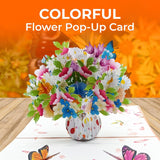 Flower Vase Magic Pop Up Card – 6" X 8" 3D Floral Bouquet Greeting With Butterflies For Birthday, Mother’S Day, Anniversary, Thinking Of You, Surprise Gift With Envelope