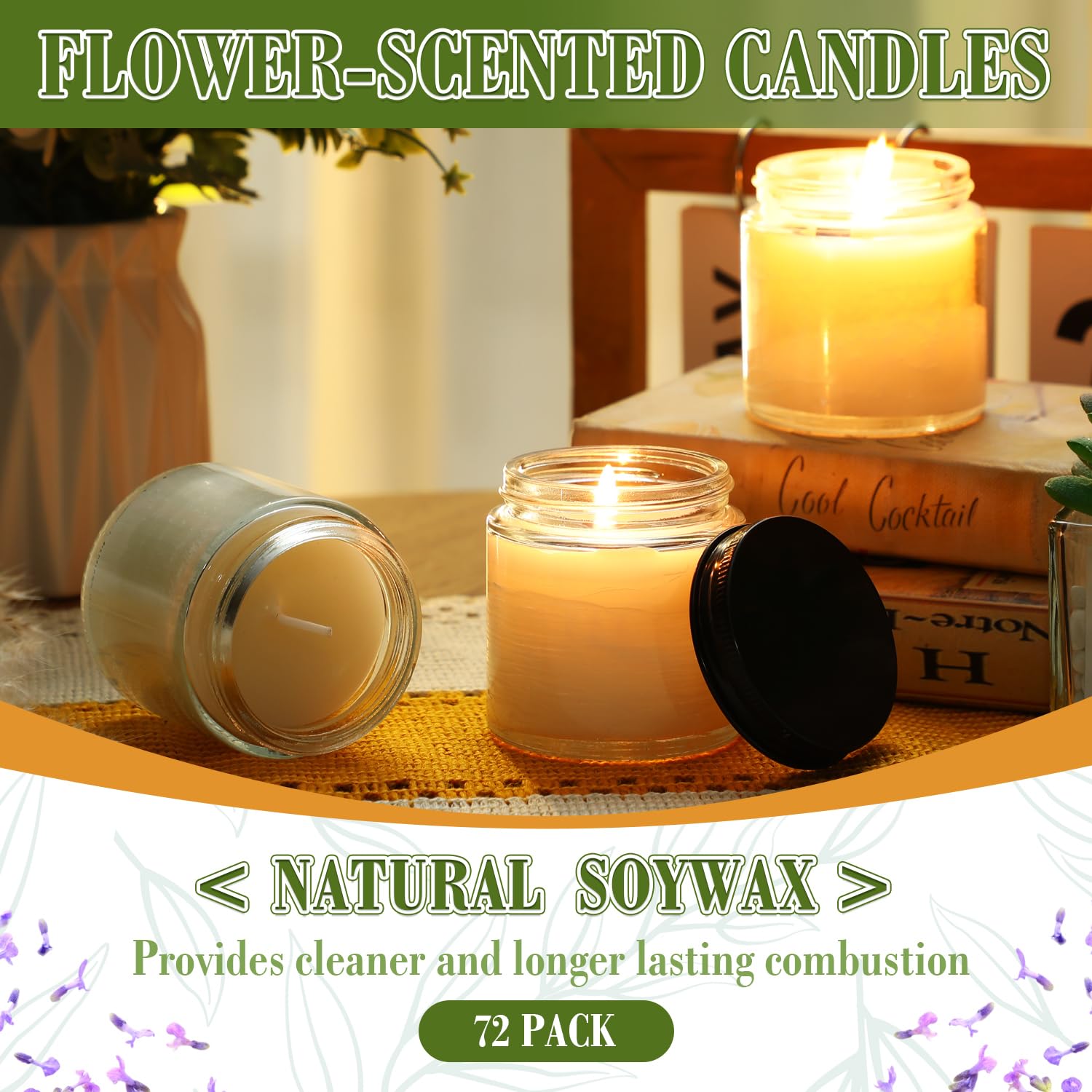 72 Pcs Mini Mason Jar Candles Favors Bulk 4 Oz Small Scented Jar Candles With Lids For Birthday Wedding Party Gift(Freesia, Gardenia, Lavender)