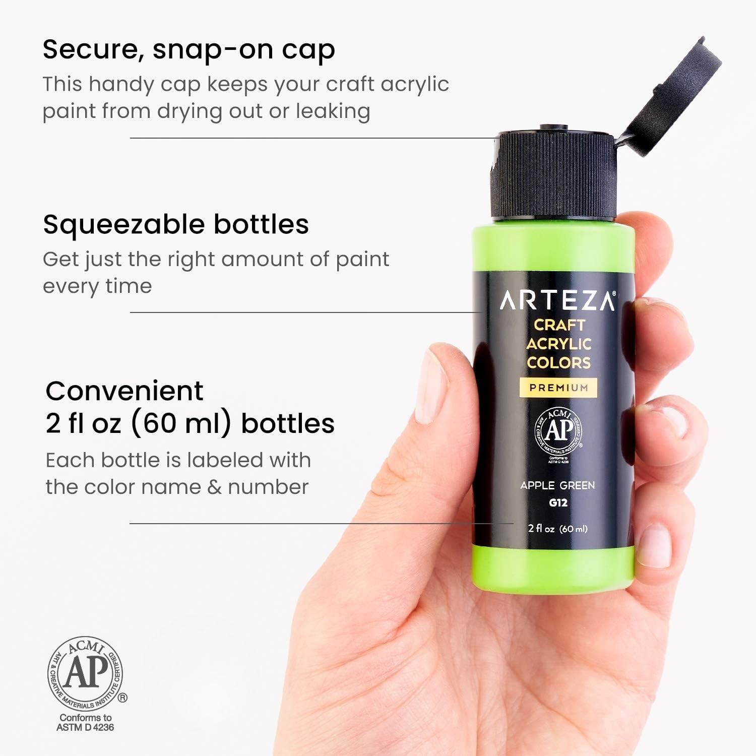 Craft Acrylic Paint Set, Water-Based Acrylic Craft Paint, Matte Finish Artist Paints, Art Supplies For Glass, Wood, Ceramics, Fabrics, Leather