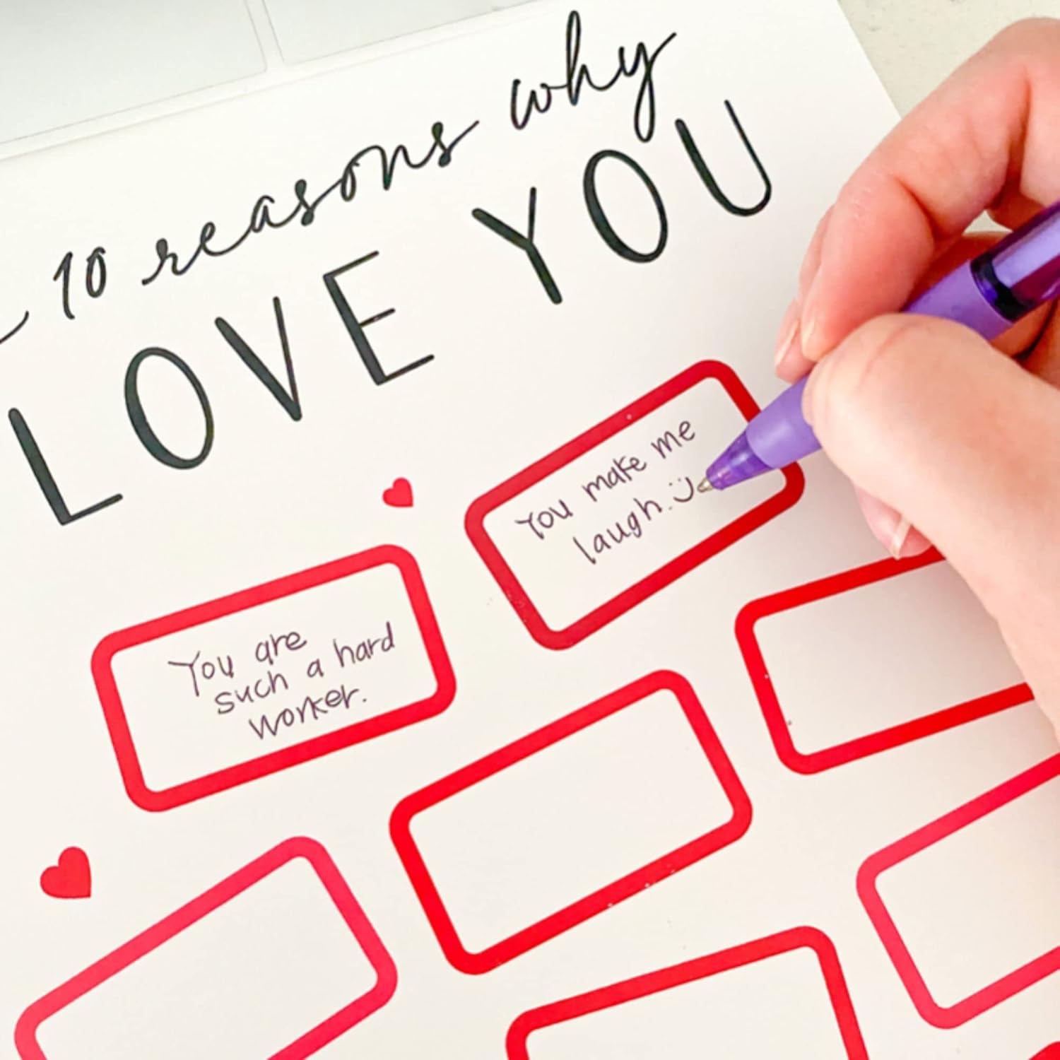 Scratch Away I Love You Card - Top 10 Reasons Why I Love You - Valentines Day, Anniversary, Birthday, Wedding - 8.5"X11" - Personalized Card - Custom Love Card - Scratch Off Stickers - Gift For Kids, Husband, Wife (Red)