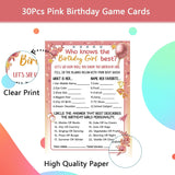 Who Knows The Birthday Girl Best, Birthday Would She Rather, Birthday Game Cards For Girls Her Sleepover Party - 6X8 Inch Set Of 30 (Pink & Rose, Double-Sided)