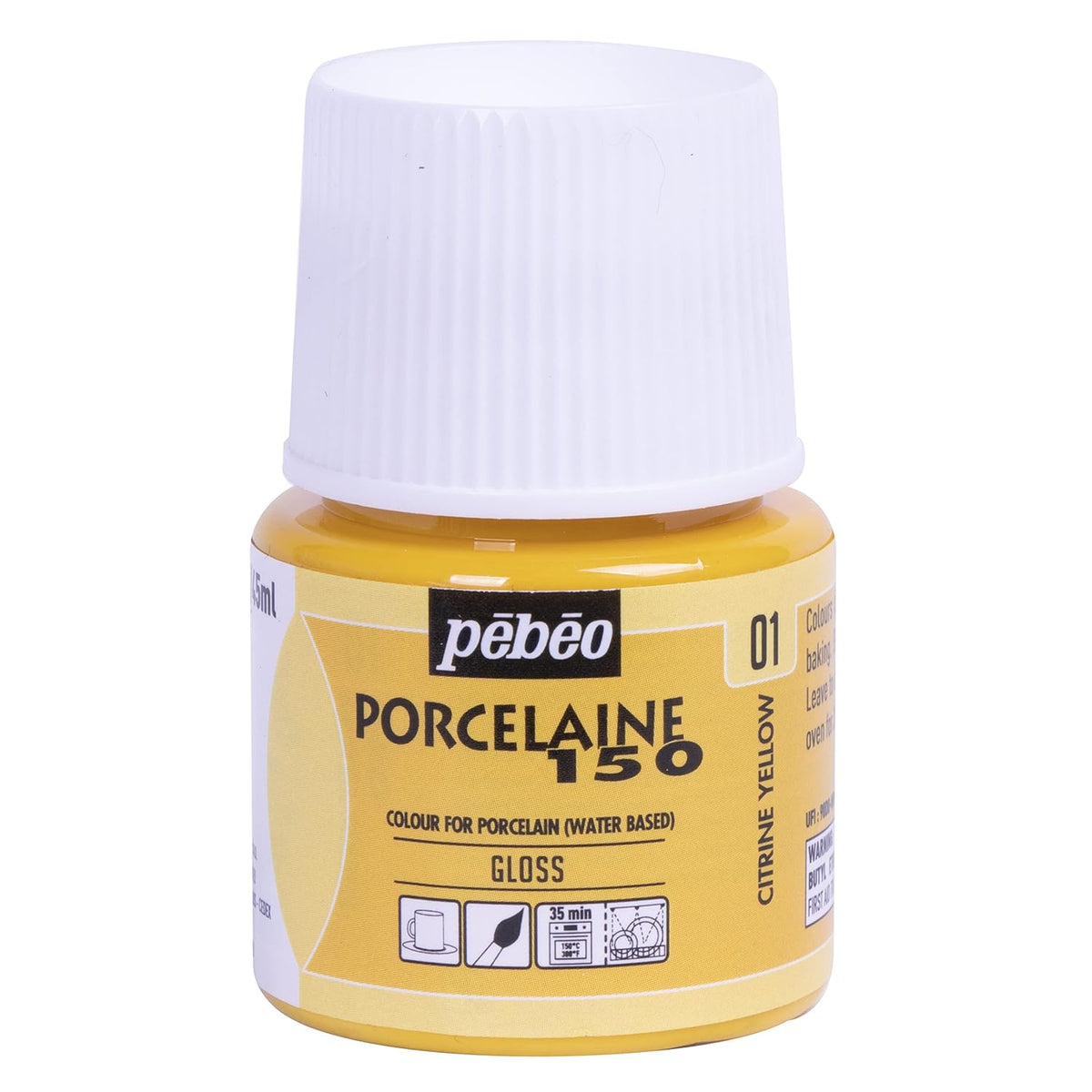 Pebeo Porcelaine 150 Ceramic Paint, 45 ml, Citrine Yellow