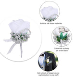 uxcell 3 Wrist Corsage and Boutonnieres Set Handmade Corsages for Wedding, White/Silver