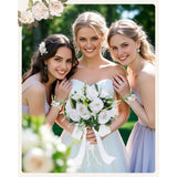 Wedding Bouquets For Bride Bridal, Flower Bouquets For Bride Bridesmaid Wedding Bridal Anniversary Decorations, White