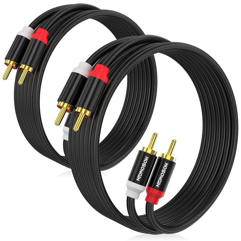 Short Rca Stereo Audio Cable 2 Pack, 2 Rca Male To 2 Rca Male, High Elasticity