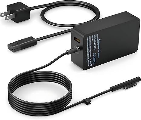 Microsoft Surface 65W Laptop Charger AC Power Adapter with 8.8ft Power Cord