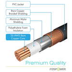 FosPower Y Adapter (8 inch) 2 RCA (Male) to 1 RCA (Female) Stereo Audio Y Adapter Subwoofer Cable (24k Gold Plated) 2 Male to 1 Female Y Splitter Connectors Extension Cord