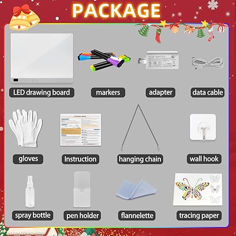 16 Inch Rechargeable LED Drawing Board Glow Doodle Note Board with 13 Light Effects for Kids
