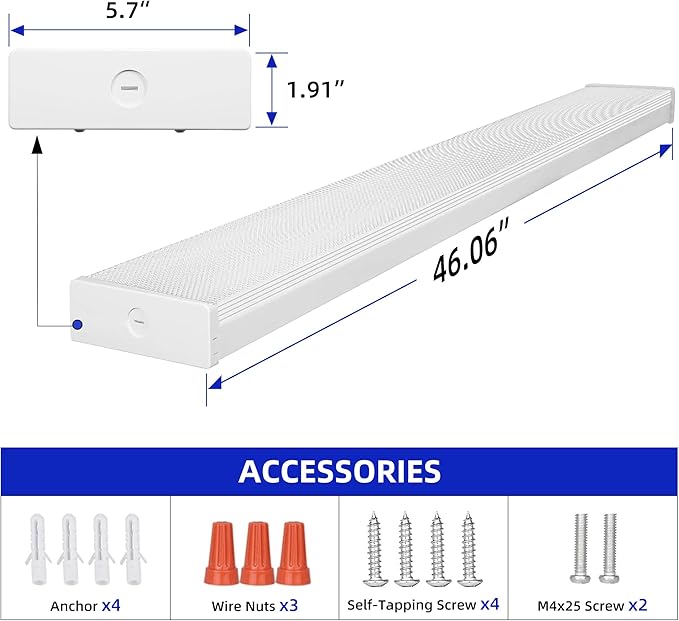 4FT LED Wraparound Light 40W 4400LM 4000K Flush Mount Garage Office Fixture