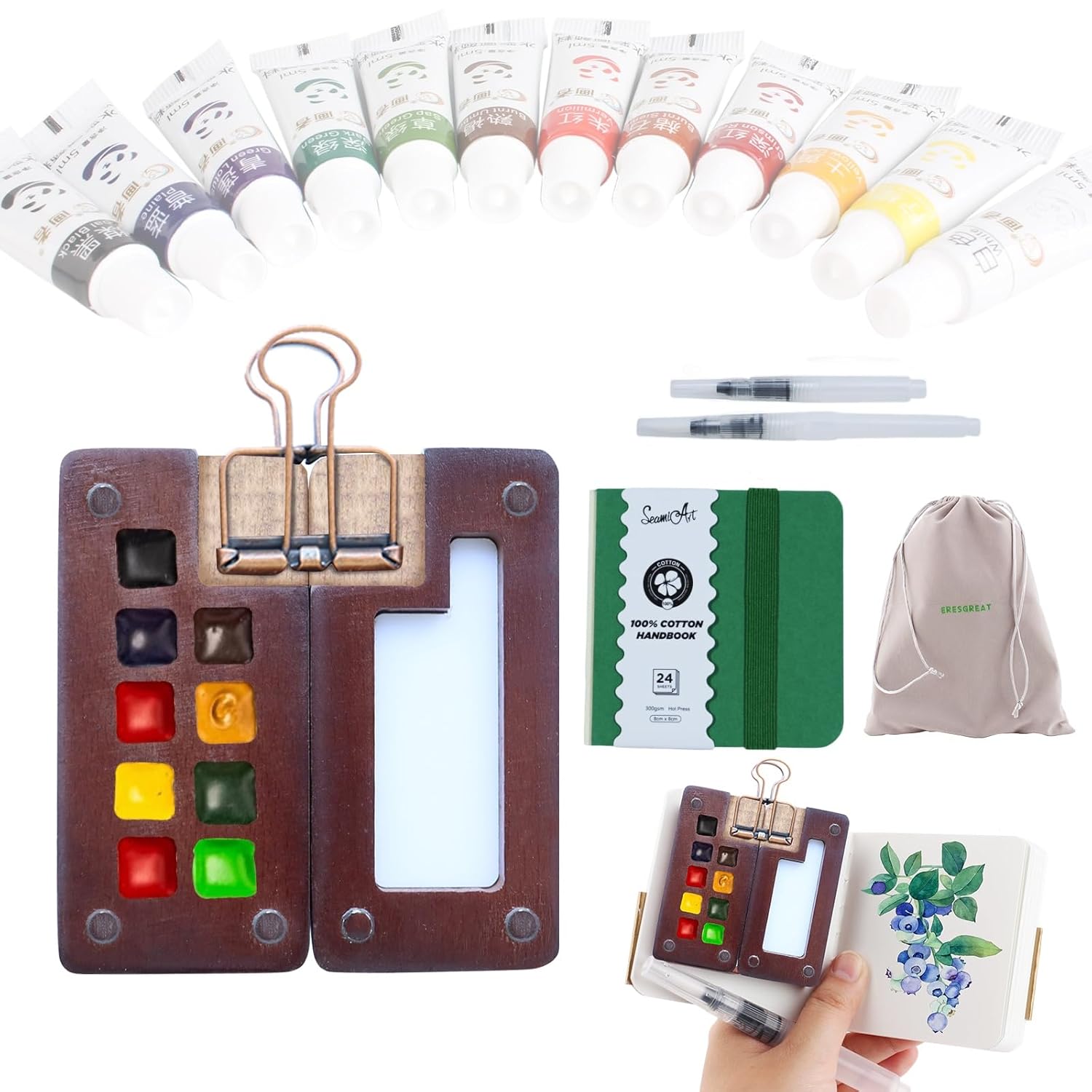 Tobios Watercolor Set Tobios Mini Watercolor Paint Set Travel Watercolor Sets Mini Paint Pad Pocket Artist Watercolour Travel Sets Pocket Watercolour Kit Portable Paint Palette