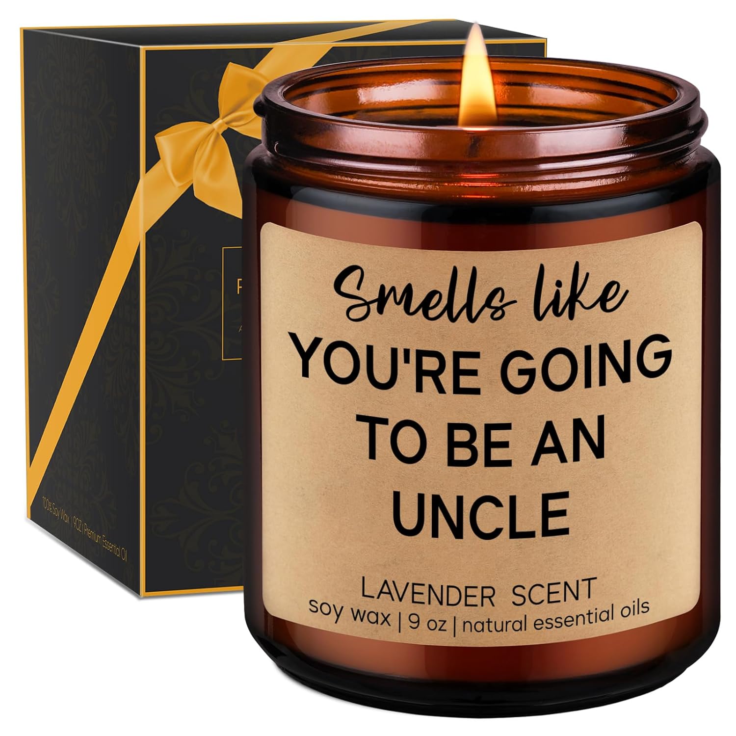 Lavender Scented Candle - Promoted To Uncle - Pregnancy Announcement For Uncle, Baby Announcement, Pregnancy Reveal Ideas - Funny First Time, New Baby Reveal Gifts For Brother, Friends
