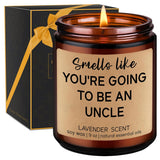 Lavender Scented Candle - Promoted To Uncle - Pregnancy Announcement For Uncle, Baby Announcement, Pregnancy Reveal Ideas - Funny First Time, New Baby Reveal Gifts For Brother, Friends