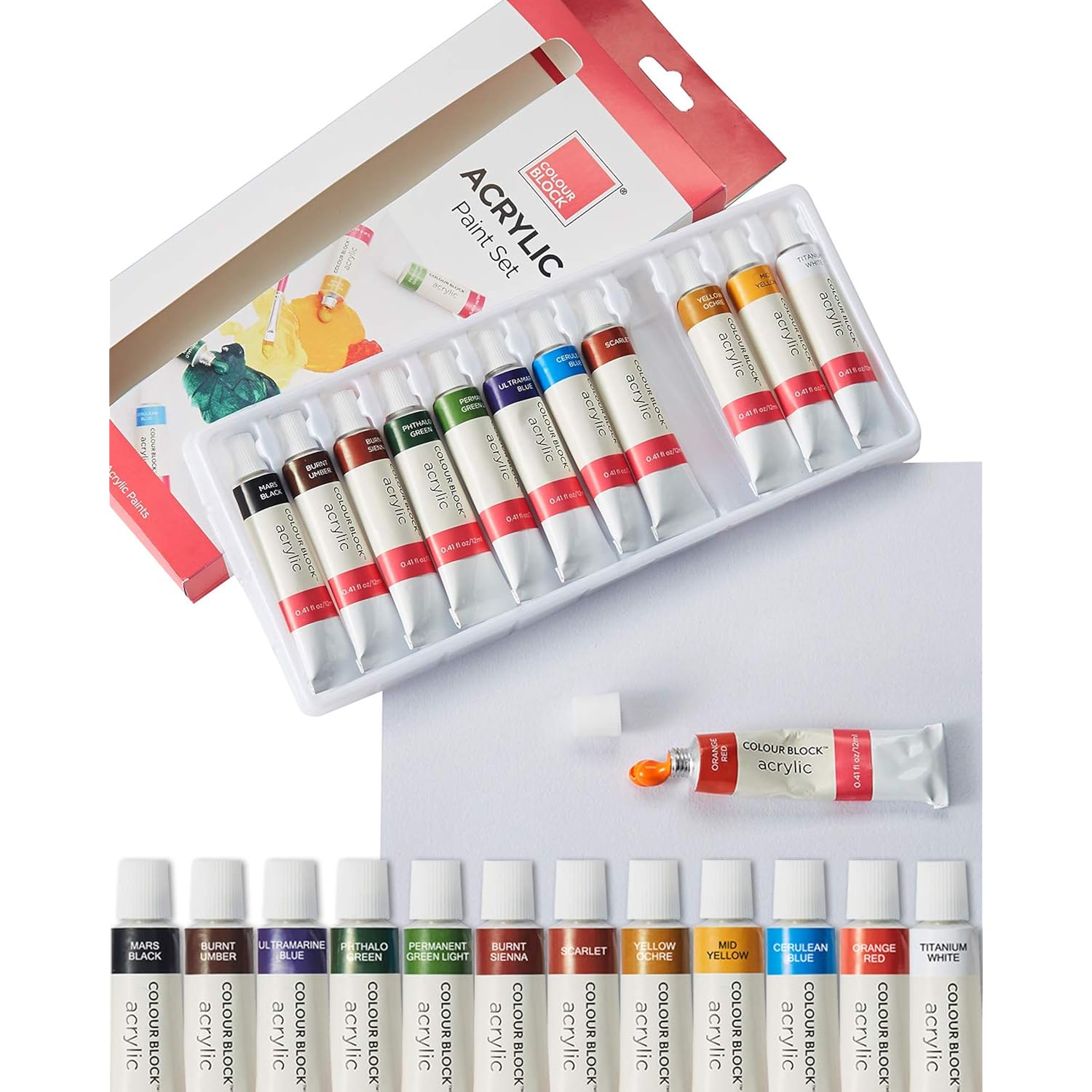 12Pc Acrylic Paint Tubes -12 Ml Of Vivid Colors For Students & Professionals
