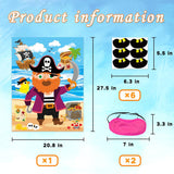 Pirate Party Game Stickers Pin The Teeth On The Poster With 36 Pieces Gold Teeth Stickers And 2 Pieces Blindfold For Pirate Birthday Party Favors Supplies