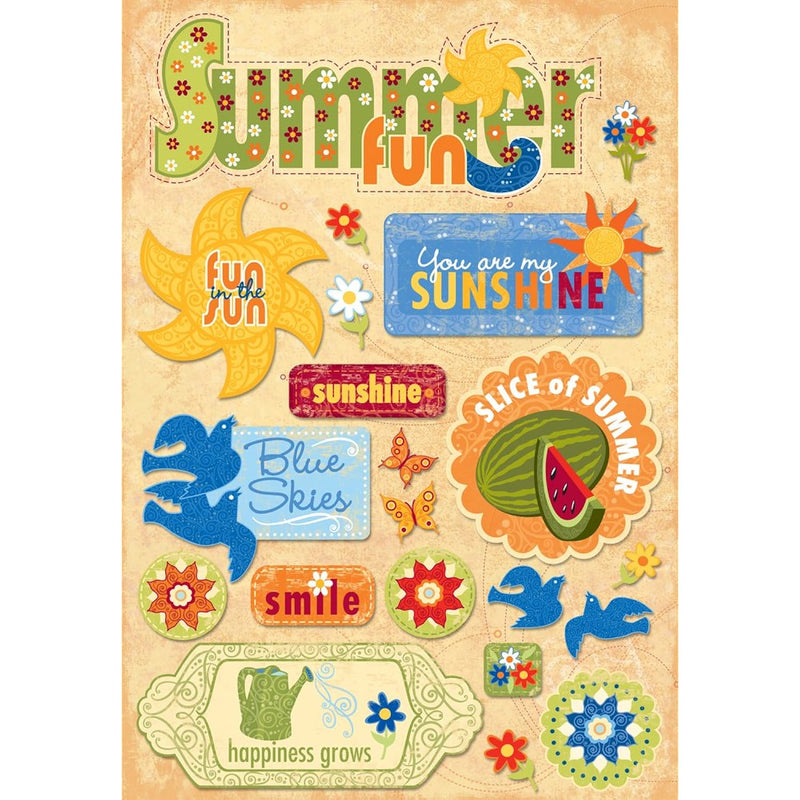 Design Acid And Lignin Free Scrapbooking Sticker Sheet, Summer Fun