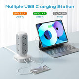 Power Strip Tower 12 Outlets 8 USB Ports 4 USB C 5FT Flat Plug Charging Station Black