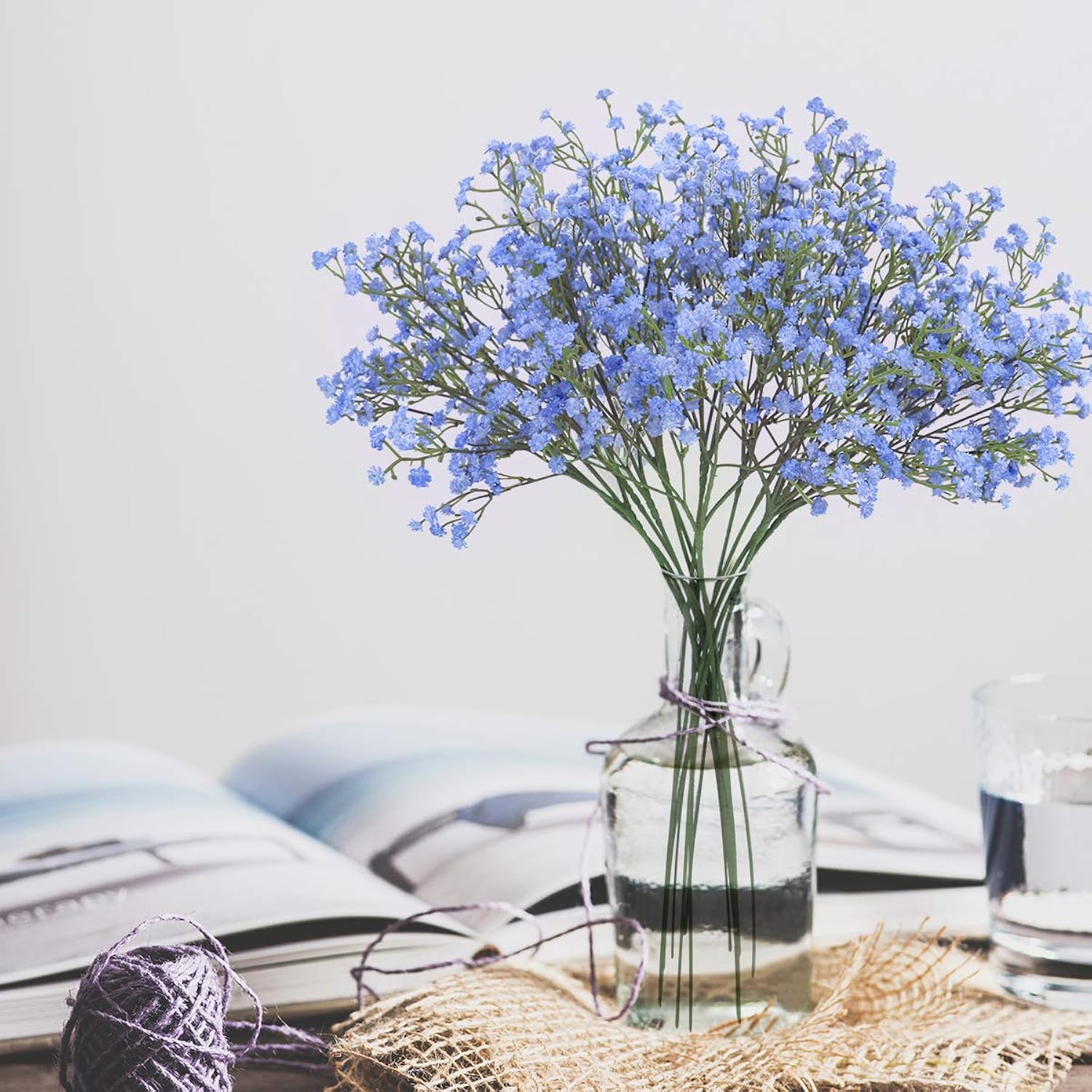 Artificial Baby Breath Flowers Fake Gypsophila Bouquets 12 Pcs Plastic Fake Real Touch Flowers For Wedding Decor Diy Home Party?Blue?