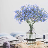 Artificial Baby Breath Flowers Fake Gypsophila Bouquets 12 Pcs Plastic Fake Real Touch Flowers For Wedding Decor Diy Home Party?Blue?