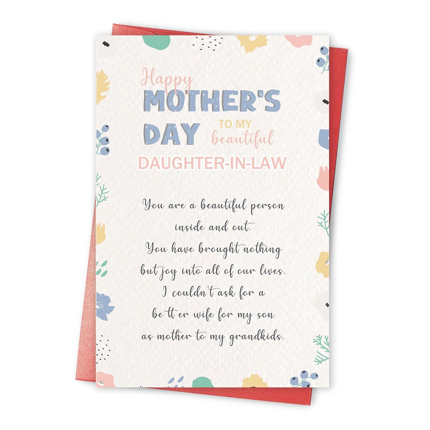 Funny Poem Mother'S Day Card For Daughter-In-Law, Romantic Mother'S Day Card From Mother In Law, Happy Mother'S Day To My Beautiful Daughter In Law