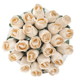Bouquet Of Two Dozen (24) Beautiful Realistic Ivory White Wooden Roses, Forever Flowers, Never Water, Birthday, Wedding, Love
