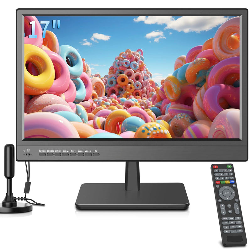 17" Small LED TV w/ Antenna, ATSC Tuner, HDMI, USB, 12V Charger, Camping