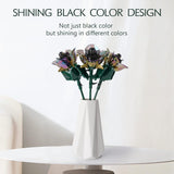 Rose Flower Bouquet Building Set,Botanical Collection Rainbow Artificial Plant Compatible With Lego Gift For Adult Home Decor(Black 120Pcs)