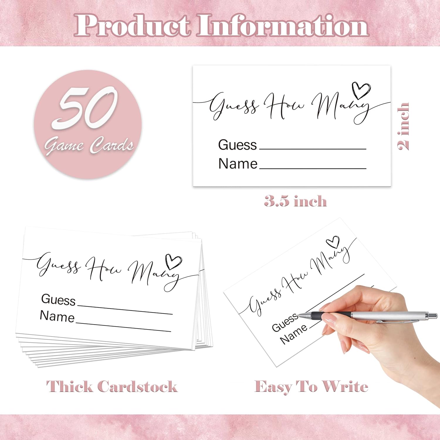Minimalist Guess How Many Candies Are In The Jar Game, Pack Of 1 Wooden Tabletop Sign With Stand And 50 Guessing Cards, Modern Baby Shower Game, Gender Reveal Party Decorations - Wv09