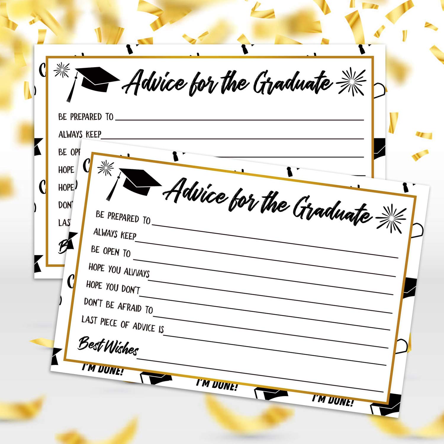 50 Graduation Party Advice Wishes Cards For Graduate Class Of 2025 College, High School, University Grad, Words Of Wisdom Cards, Game Activity Cards, 4 X 6 Inches.