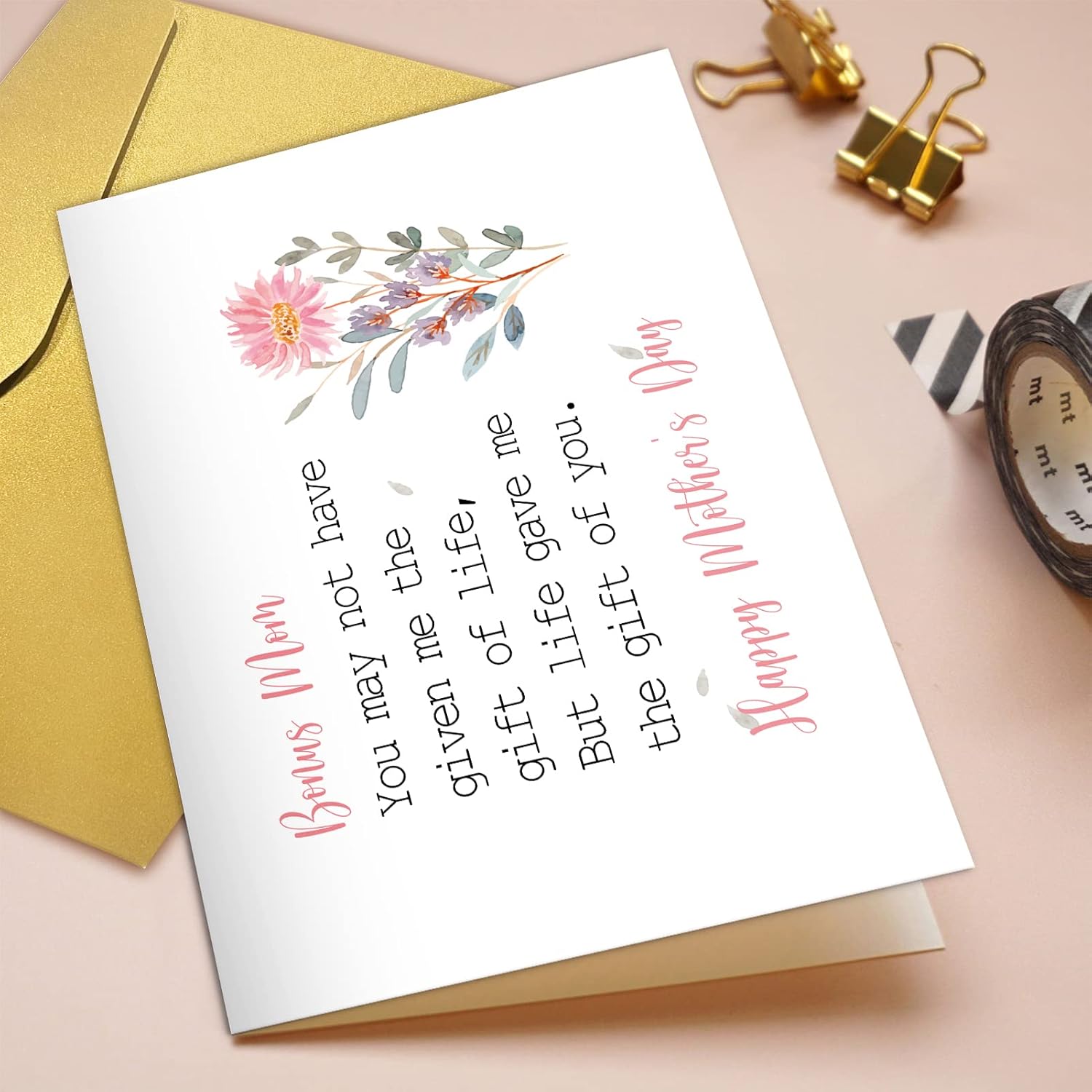 Funny Bonus Mom Mothers Day Card, Mother'S Day Gift For Stepmom, Step Mother'S Day Card From Stepson Stepdaughter, Not Have Given Me The Gift Of Life