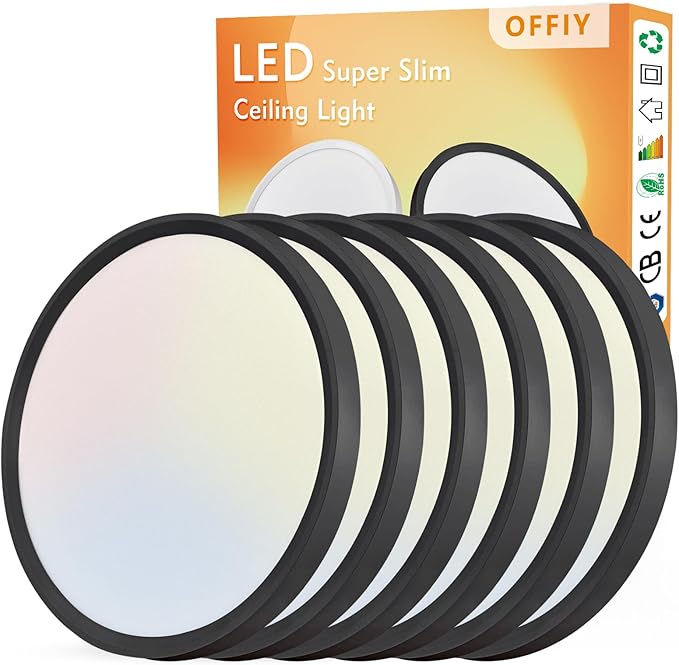 6 Pack 12 Inch LED Ceiling Lights 2520LM 3CCT Super Slim Flush Mount Fixtures