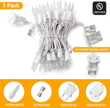 50 Count Clear Warm White Christmas String Lights 13FT Incandescent Mini Lights Plug In White Wire for Christmas Tree Mantle Wedding Party Indoor Outdoor Decor