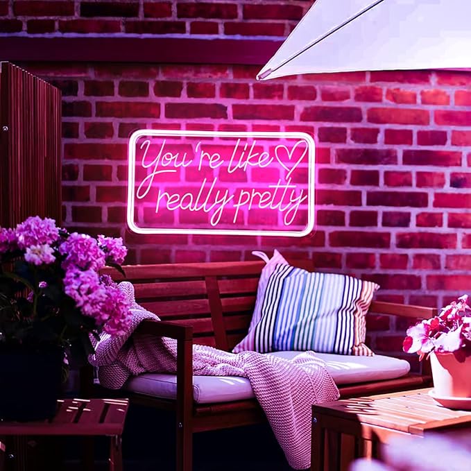 You’re Like Really Pretty Neon Sign Pink LED Aesthetic Wall Light Bedroom Salon Decor