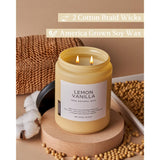 Candles Lemon Vanilla Scented, 19.4Oz 110 Hours Long Lasting For Home 2 Wick Natural Soy Wax Non Toxic Candles In Glass Jar, Stress Relief Gifts For Women And Men