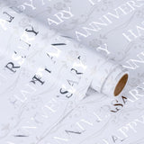 Happy Anniversary Wrapping Paper Roll - Mini Roll - 17 Inch X 16.5 Feet - Silver Foil Happy Anniversary Lettering Design Perfect For Celebration, Party
