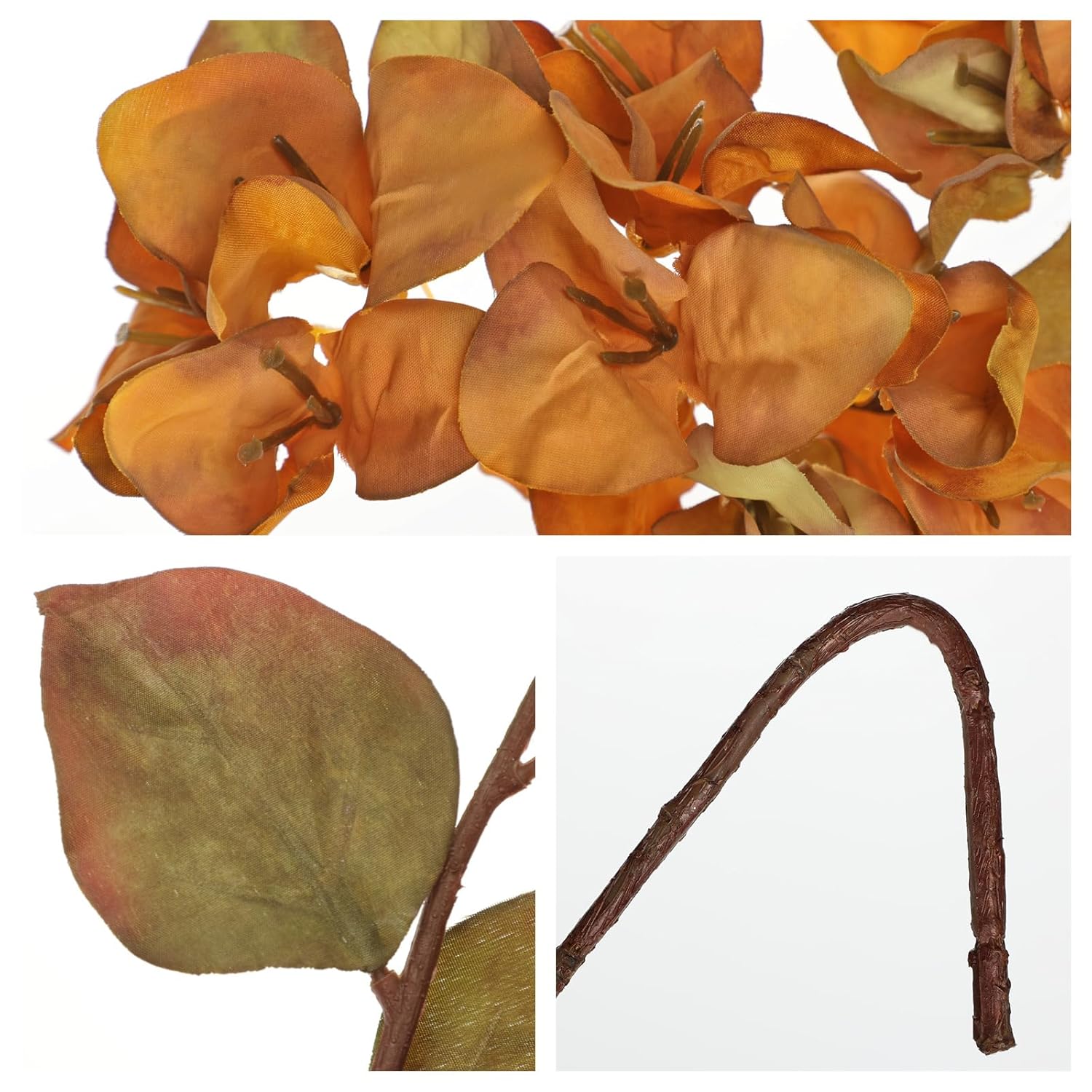 Bougainvillea Artificial Flowers 5 Pack 27.5" Fake Bougainvillea Floral Stems Realistic Silk Bougainvillea Arrangements For Home Weddings Parties Table Vase Centerpiece Decor(Orange)